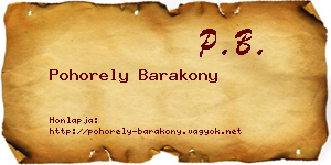 Pohorely Barakony névjegykártya